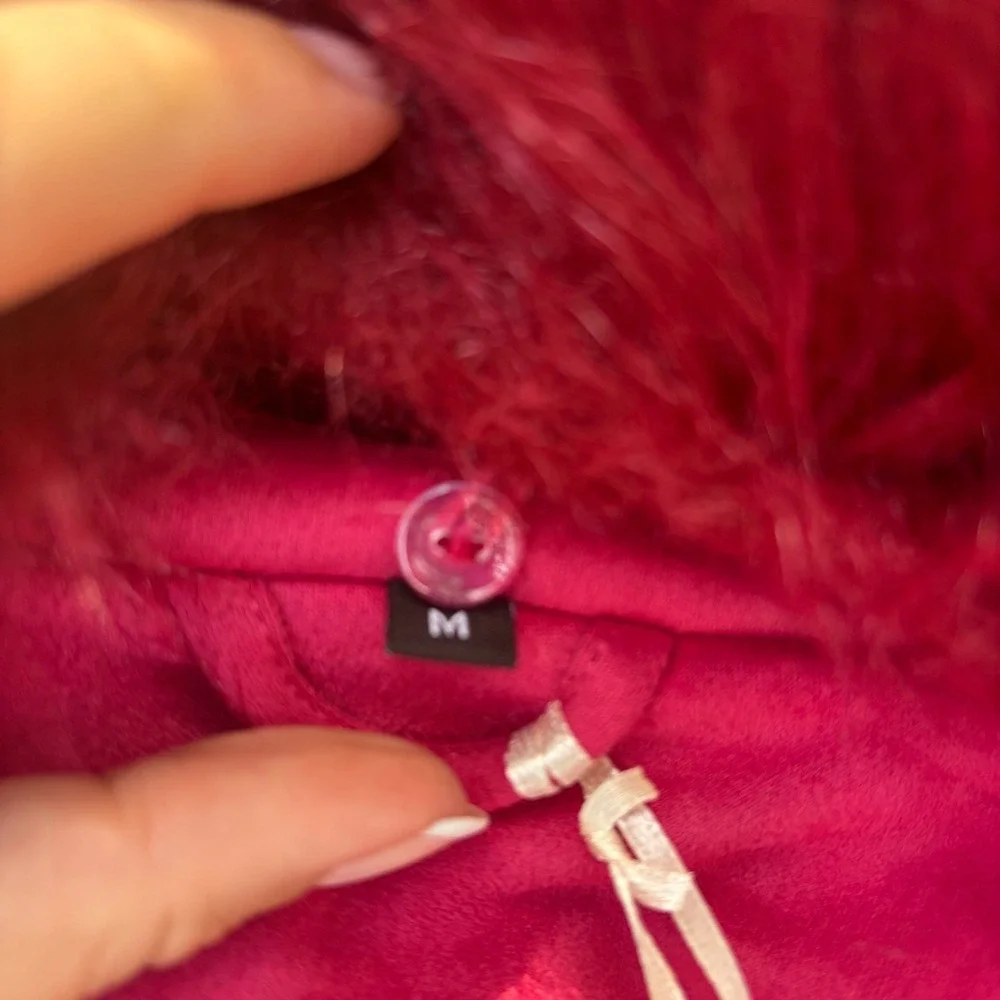 Pink Faux Suede Moto Jacket with Faux Fur Collar‎ Medium Baddy - Picture 4 of 13